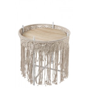 Kovový odkládací Boho stolek Ecru - Ø 43*45cm