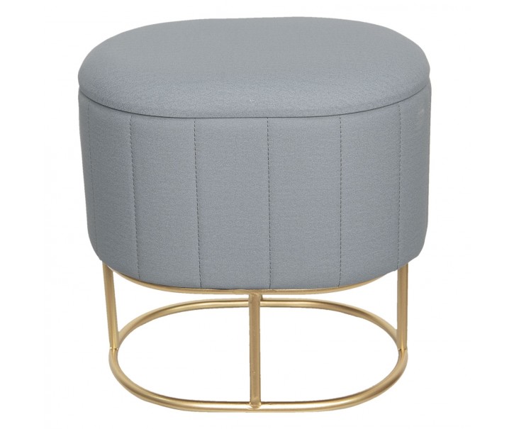 Oválný taburet s úložným prostorem šedý - 42*31*40 cm Clayre & Eef