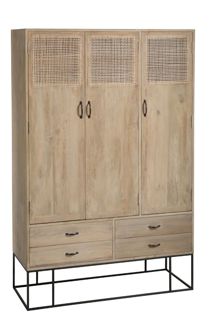 Dřevěná skříň se dveřmi a šuplíky Woven - 115*45*175cm J-Line by Jolipa