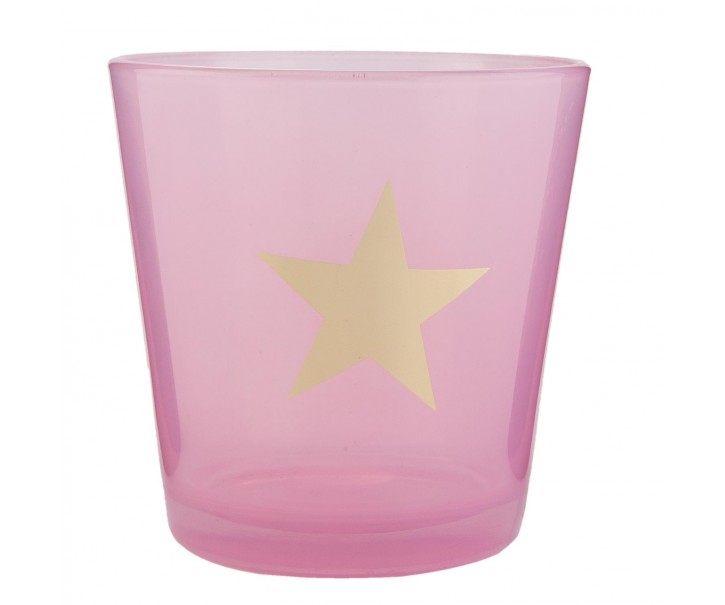  Růžový svícen na čajovou svíčku s hvězdou - Ø 10*10 cm  