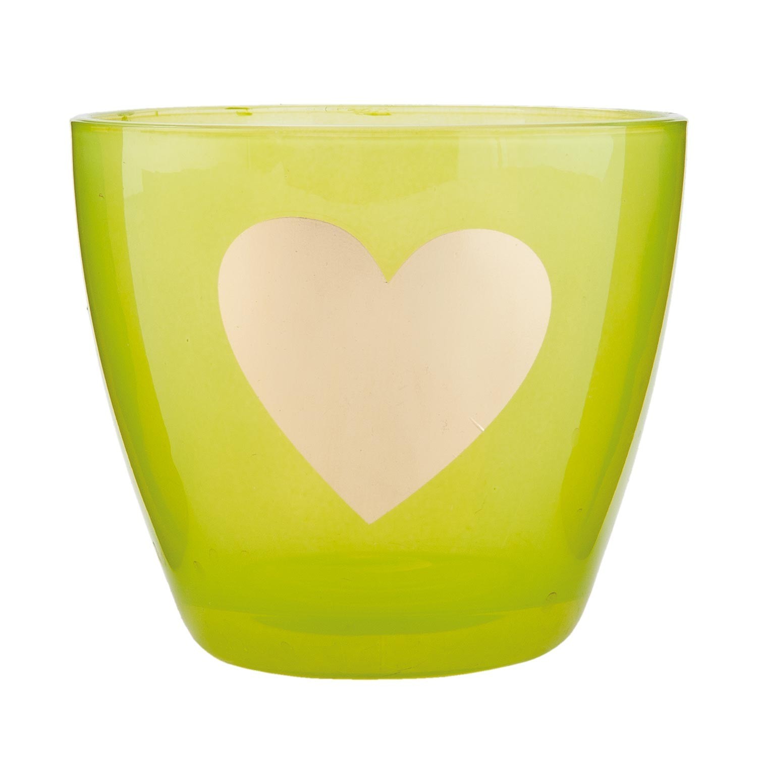 Zelený svícen na čajovou svíčku se srdíčkem - Ø 9*8 cm   Clayre & Eef