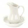 Béžový porcelánový set džbán a mísa French - Ø 24*5 / Ø 13*21 cm Barva : béžováMateriál : porcelán