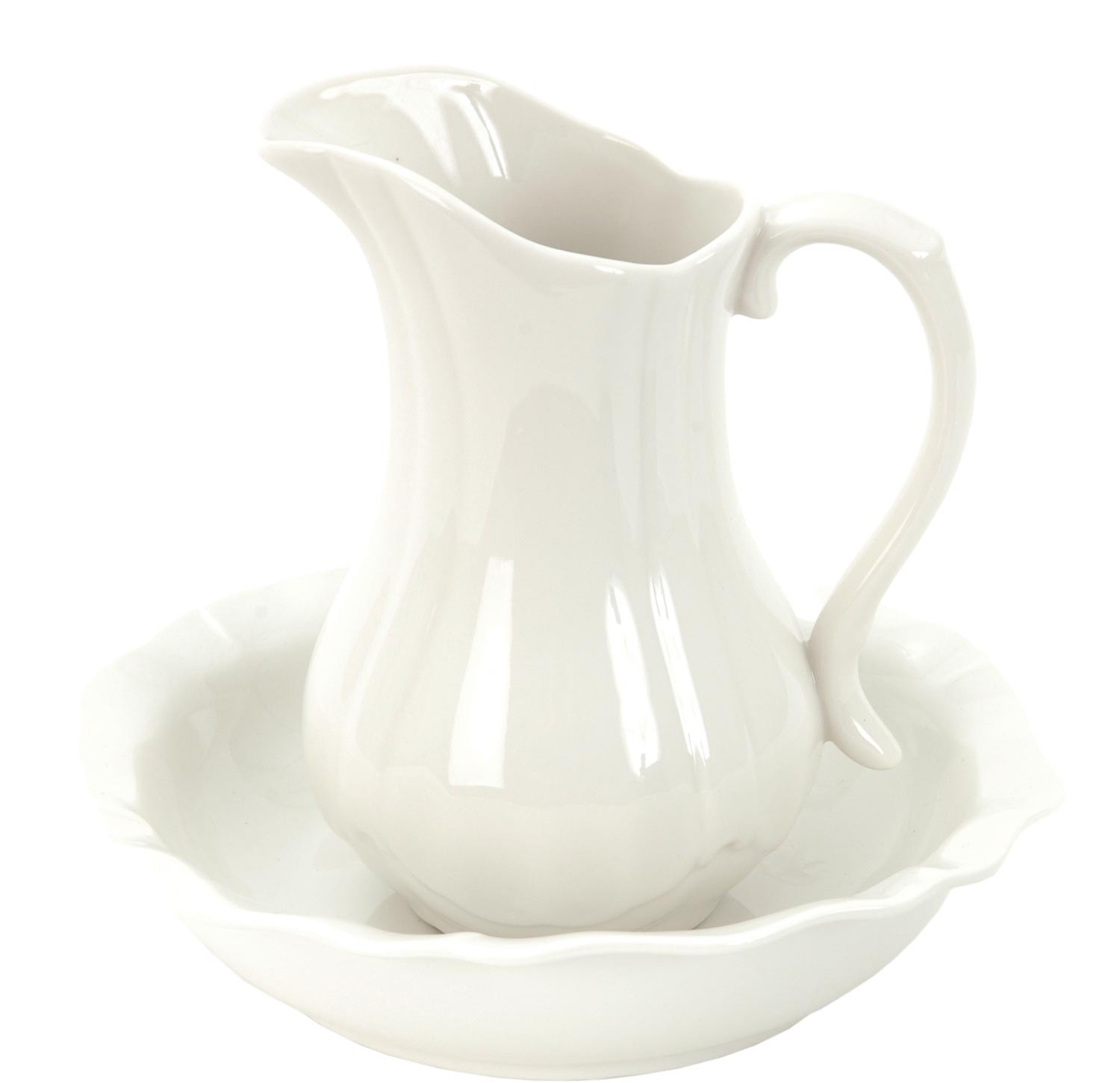 Béžový porcelánový set džbán a mísa French - Ø 24*5 / Ø 13*21 cm 60291