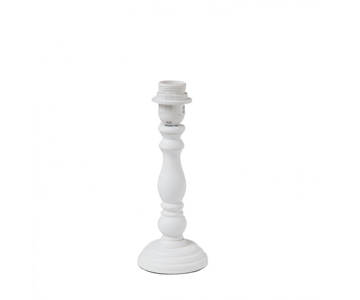 Bílá dřevěná noha k lampě s patinou - Ø 10*26 cm