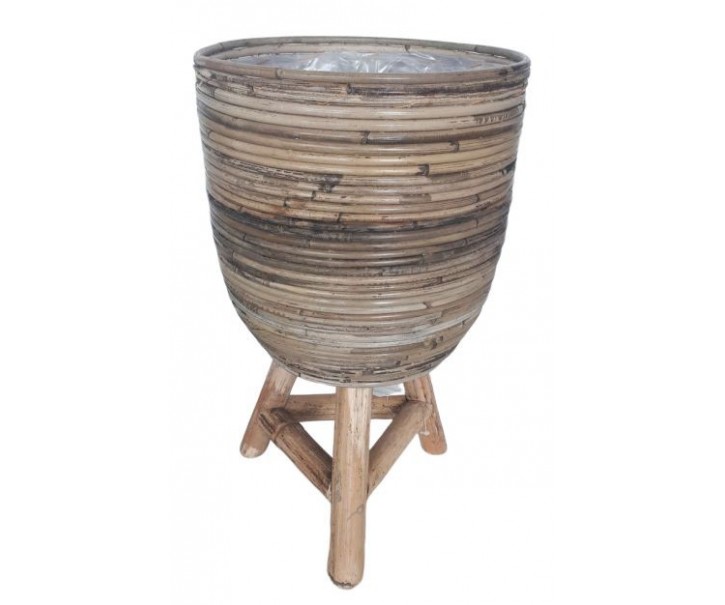 Kulatý ratanový květináč na nožičkách - Ø24*40 cm Van der Leeden