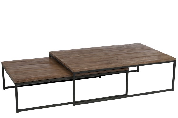 Set 2 konferenčních stolků s kovovou kontrukcí Industrial - 120*80*38cm