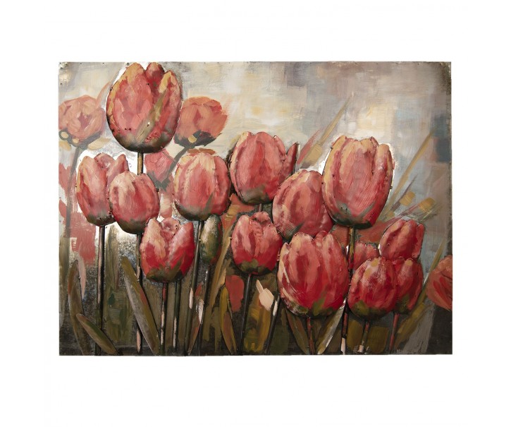 Nástěnná kovová dekorace/ obraz Tulips - 100*5*75cm Clayre & Eef