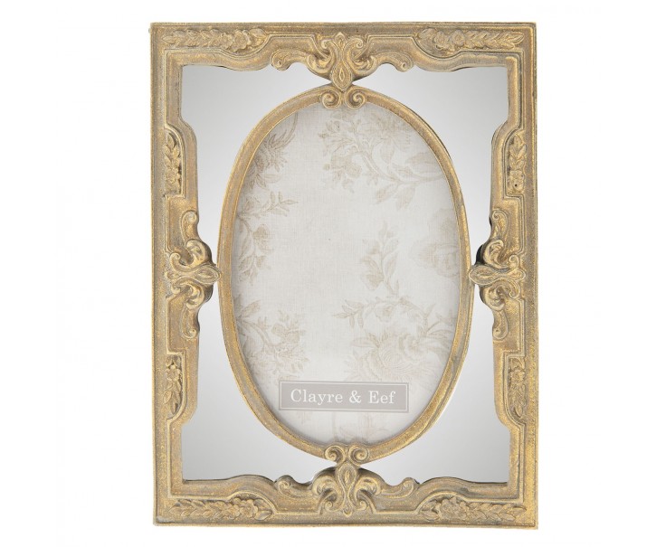 Zlatý fotorámeček s ornamentem - 16*2*21 cm / 10*15 cm Clayre & Eef