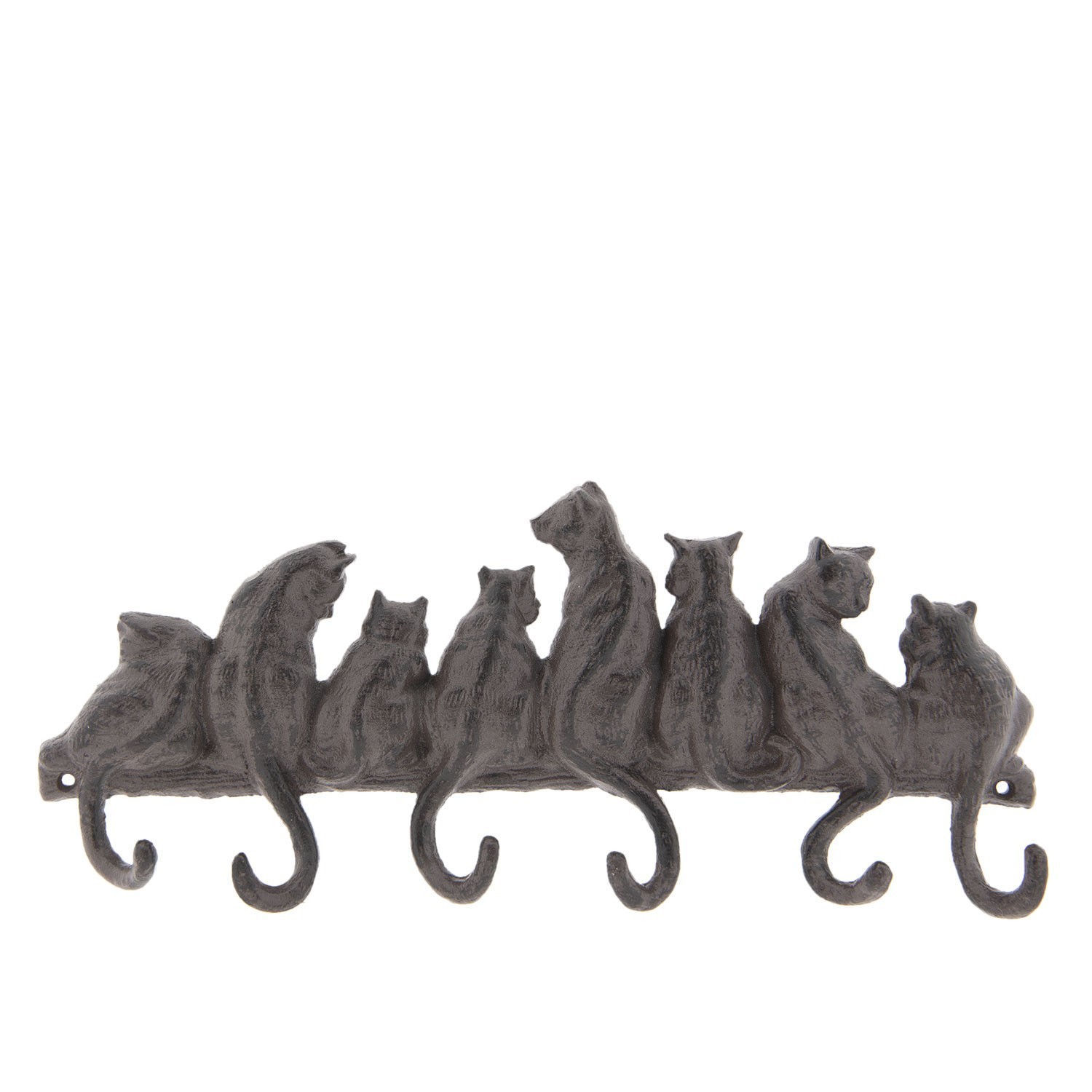 Hnědý nástěnný litinový věšák s háčky Cats -36*5*16 cm Clayre & Eef