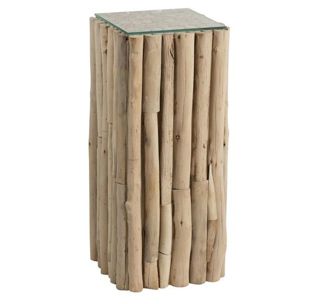Odkládací dřevěný stolek se skleněnou deskou Branch - 33*33*75cm