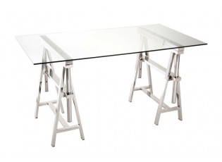Psací stůl Steel Silver se skleněnou deskou - 150 * 80 * 78 cm