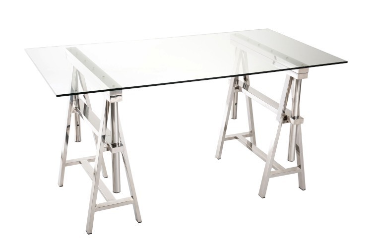 Psací stůl Steel Silver se skleněnou deskou - 150 * 80 * 78 cm J-Line by Jolipa