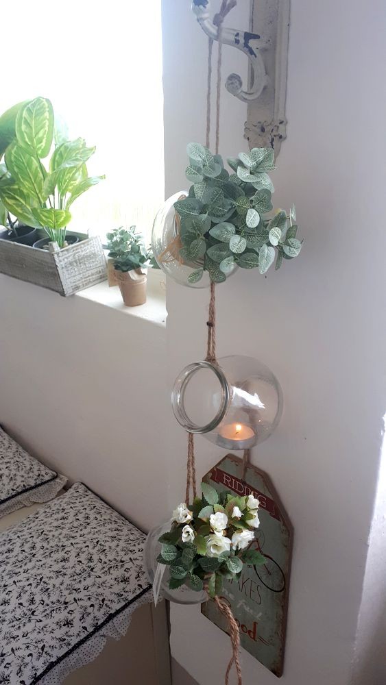 Skleněný závěsný svícen baňky - 40*9*11 cm
