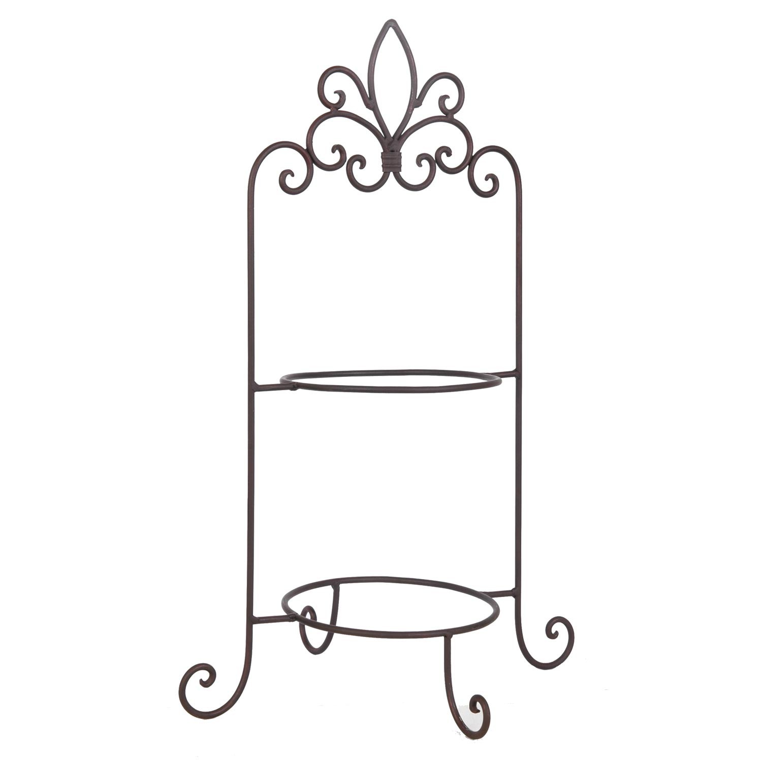 Levně Hnědý kovový ozdobný stojan na talíře dvoupatrový - 38*30*57 cm W40091