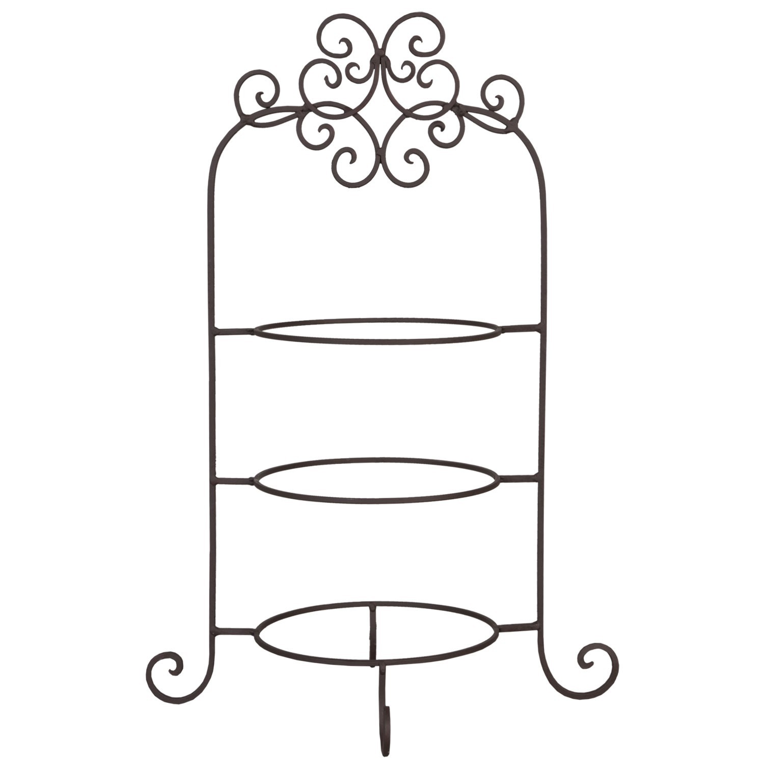 Hnědý kovový ozdobný stojan na talíře třípatrový - 36*28*54 cm Clayre & Eef