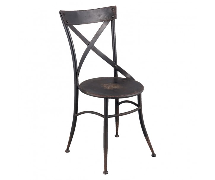 Kovová černá židle Retro s patinou - 41*41*88 cm