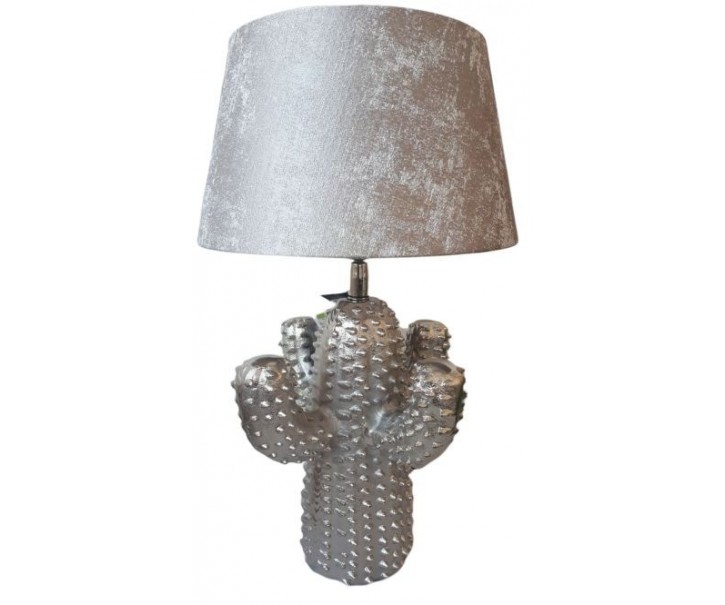 Stříbrná kovová stolní lampa Cactus -Ø 25*43 cm
