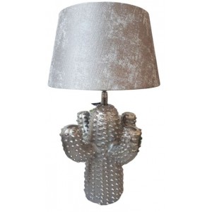 Stříbrná kovová stolní lampa Cactus -Ø 25*43 cm