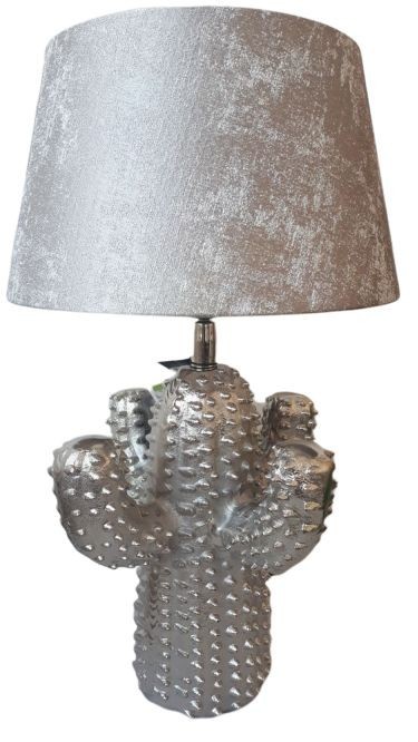 Stříbrná kovová stolní lampa Cactus  -Ø 25*43 cm/ E27 Colmore by Diga
