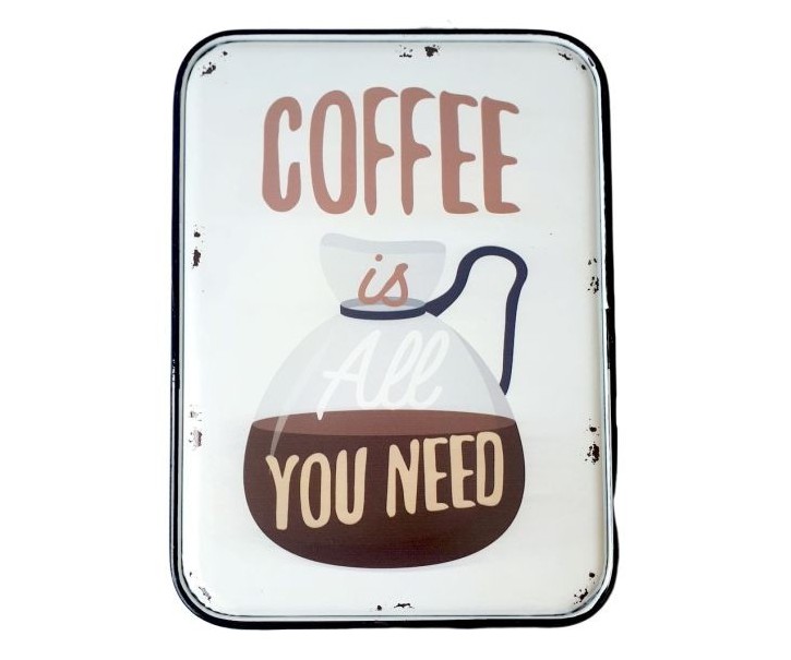 Nástěnná plechová cedule Coffee - 27*35 cm