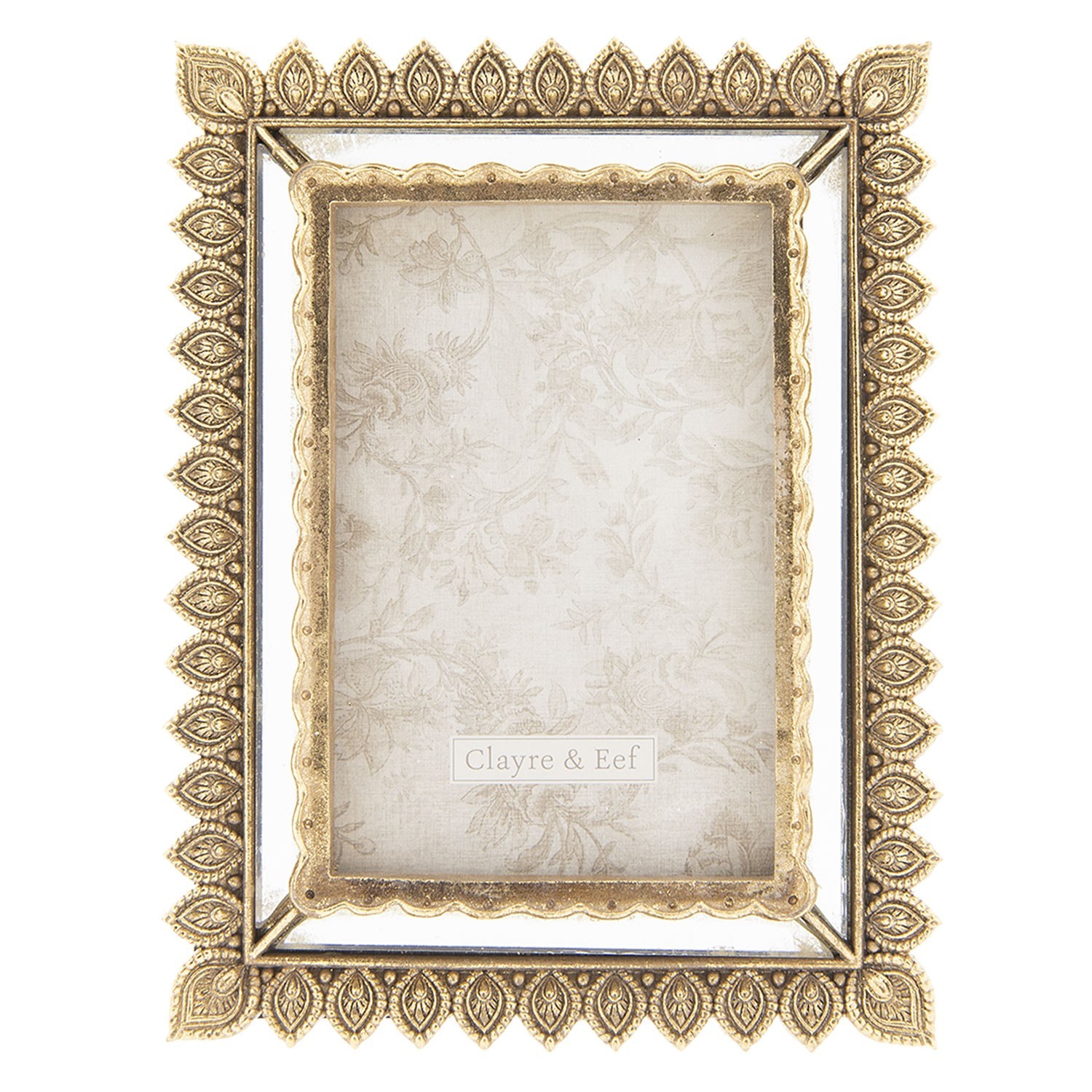 Zlatý fotorámeček s ornamenty a sklem - 16*2*21 cm / 10*15 cm Clayre & Eef