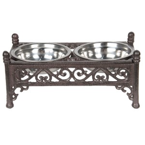 Kovové hnědé misky pro psy - 28*15*13 cm