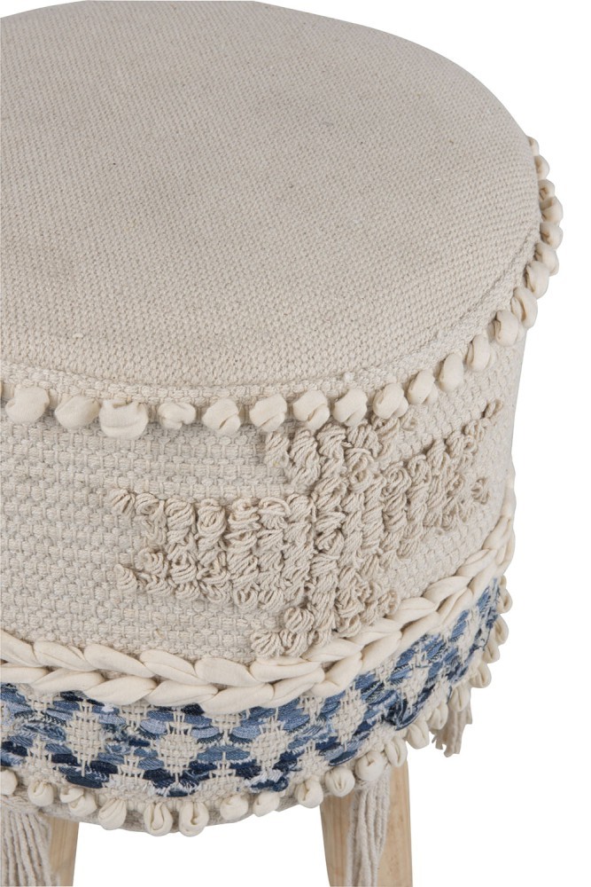 Modro-krémová stolička - podnožka Denim - 30*45cm