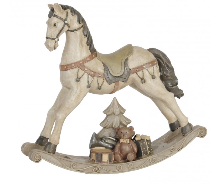 Béžová antik dekorace houpací koník Rocking Horse - 29*6*27 cm
