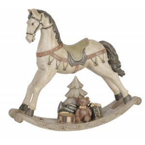 Béžová antik dekorace houpací koník Rocking Horse - 29*6*27 cm