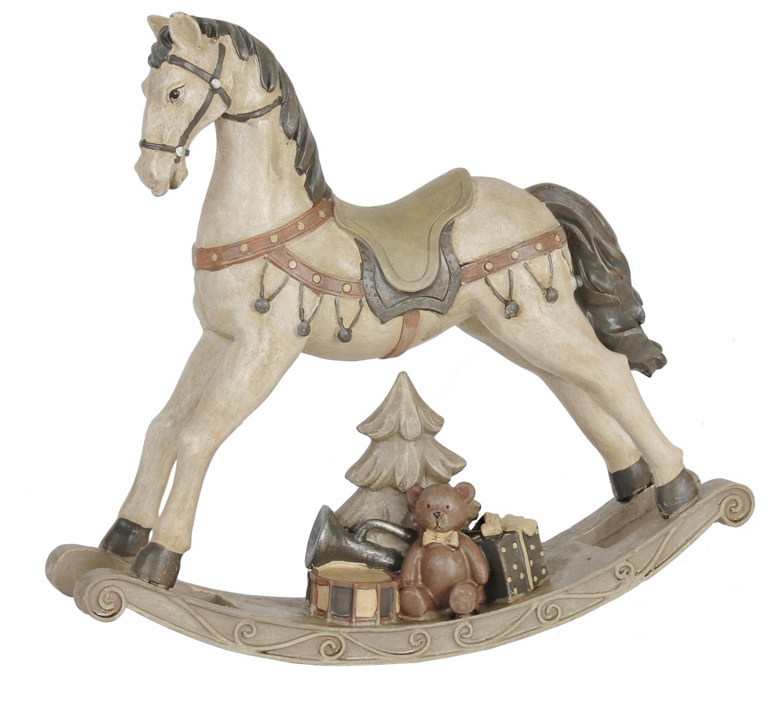 Béžová antik dekorace houpací koník Rocking Horse - 29*6*27 cm
