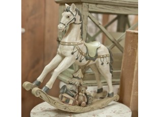 Béžová antik dekorace houpací koník Rocking Horse - 29*6*27 cm
