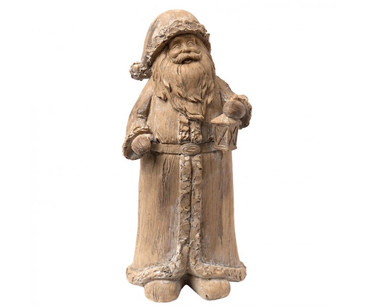 Hnědá dekorace Santa s lucernou - 11*9*24 cm