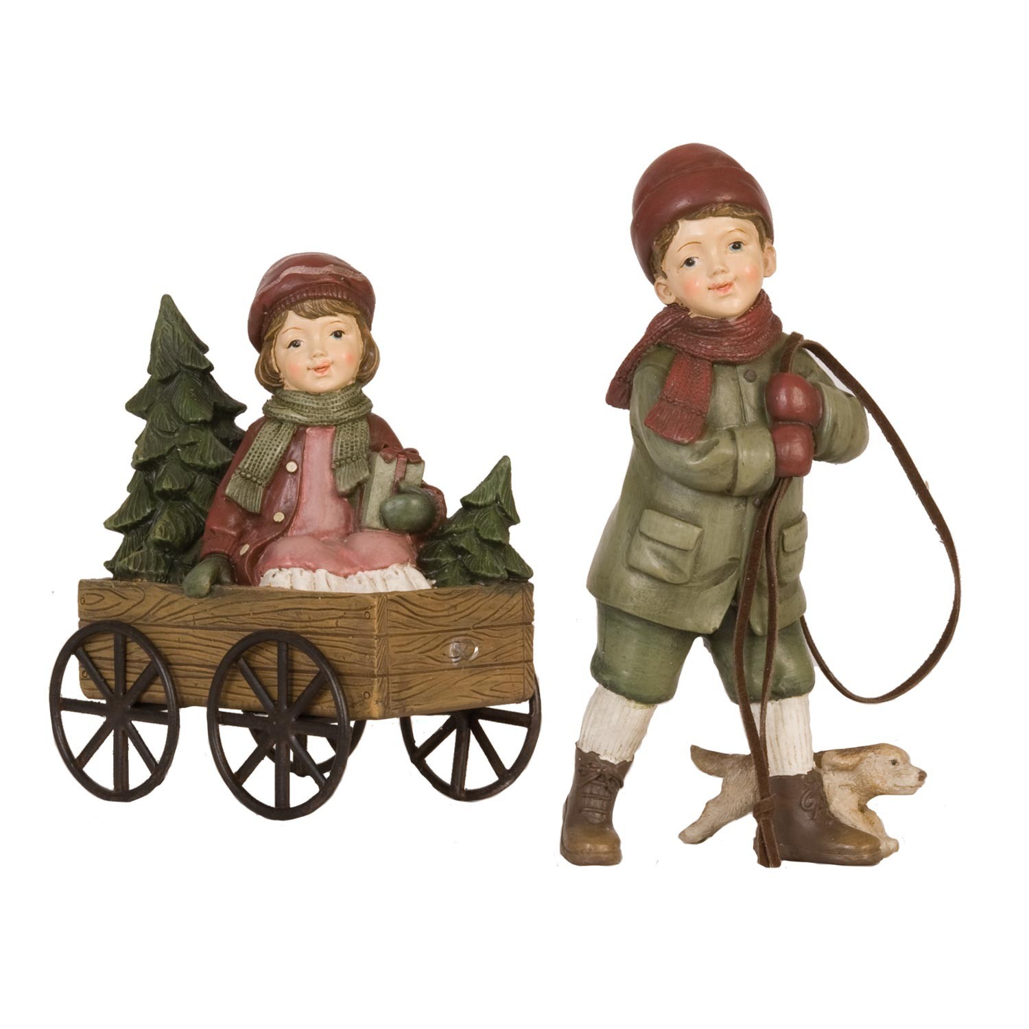 Dekorace děti s vozíkem a psíkem - 20*7*16 cm Clayre & Eef