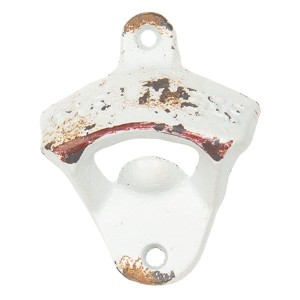 Bílý kovový otvírák na láhve na zeď - 6*3*8 cm