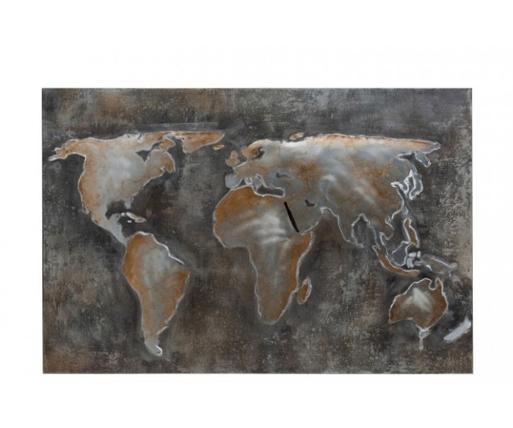 Nástěnná kovová dekorace/ obraz World - 120*3,5*90cm J-Line by Jolipa