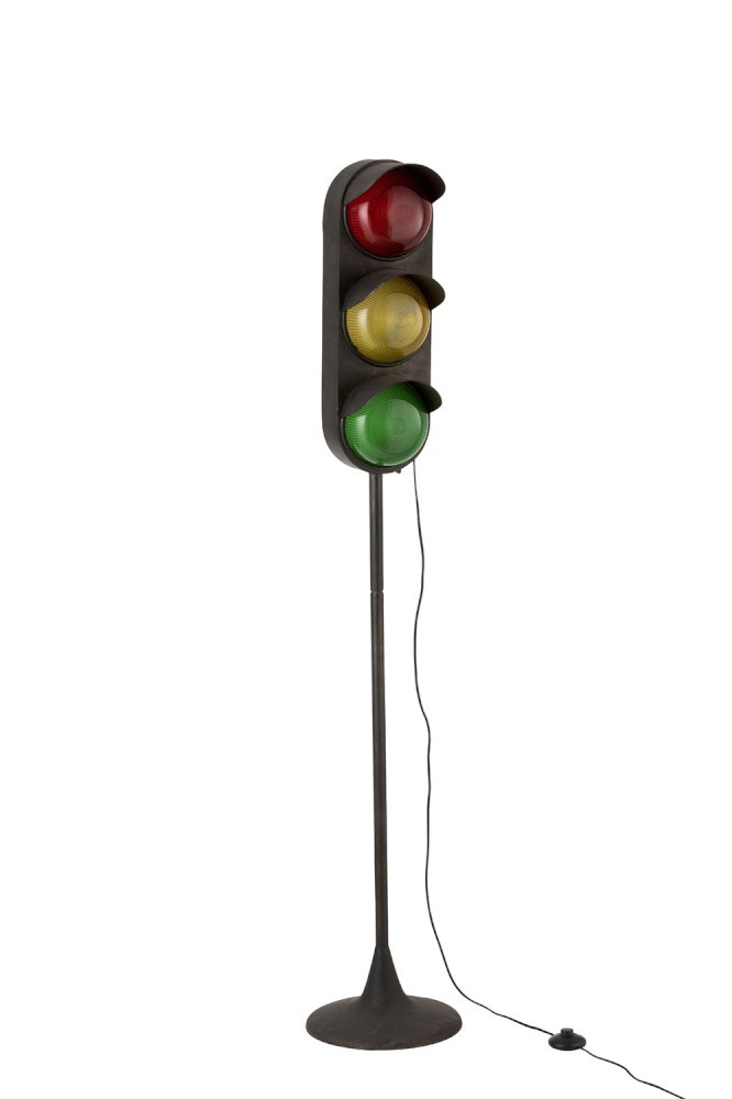 Černá kovová stojací lampa Semafor - Ø30*160cm