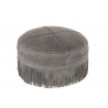 Šedý kožený puf s výplní Tassels - Ø 52*40cm
