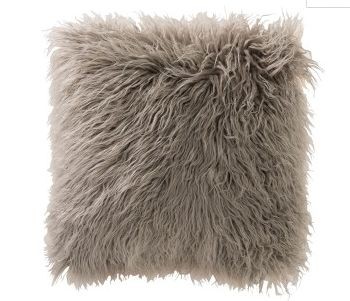 Šedý chluptý polštář s výplní long hair - 45*45*16cm