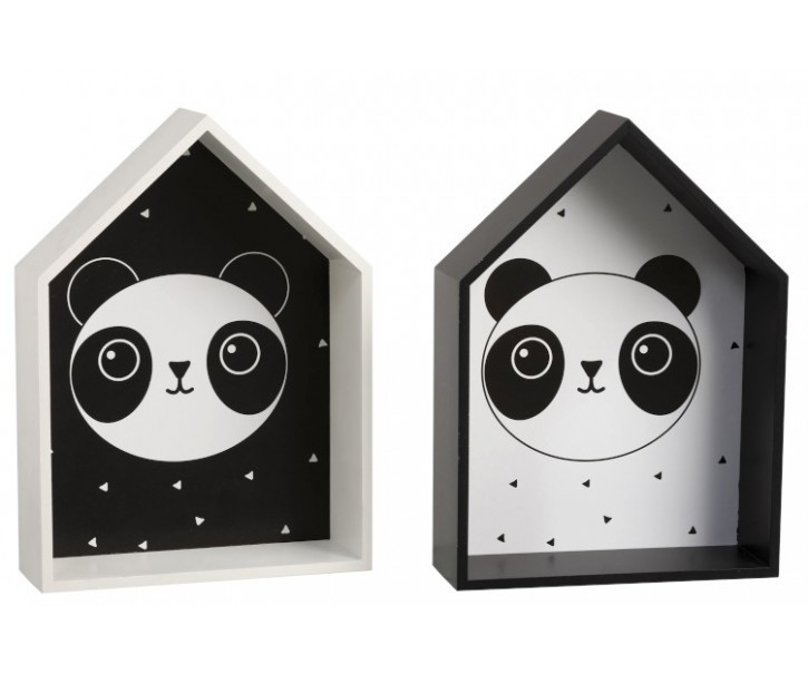 2 nástěnné poličky Panda - 24*8*33cm J-Line by Jolipa