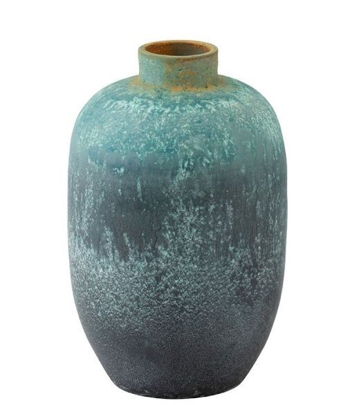 Azurová keramická dekorační váza Vintage - Ø 33*50cm J-Line by Jolipa
