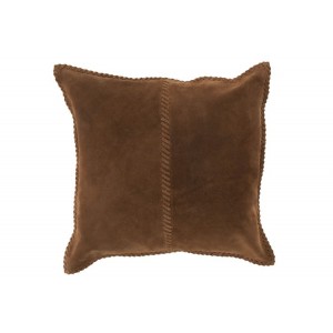 Hnědý kožený polštář s výplní Stich- 39*39*7cm