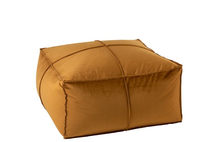 Okrový sametový puf Ohre - 81*81*45cm