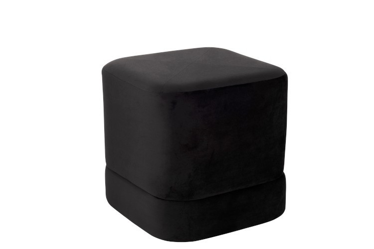 Černý sametový puf / stolička Square - 46*46*46cm J-Line by Jolipa