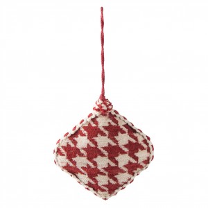 Vánoční červená textilní ozdoba kočotverec - 11*3*11 cm
