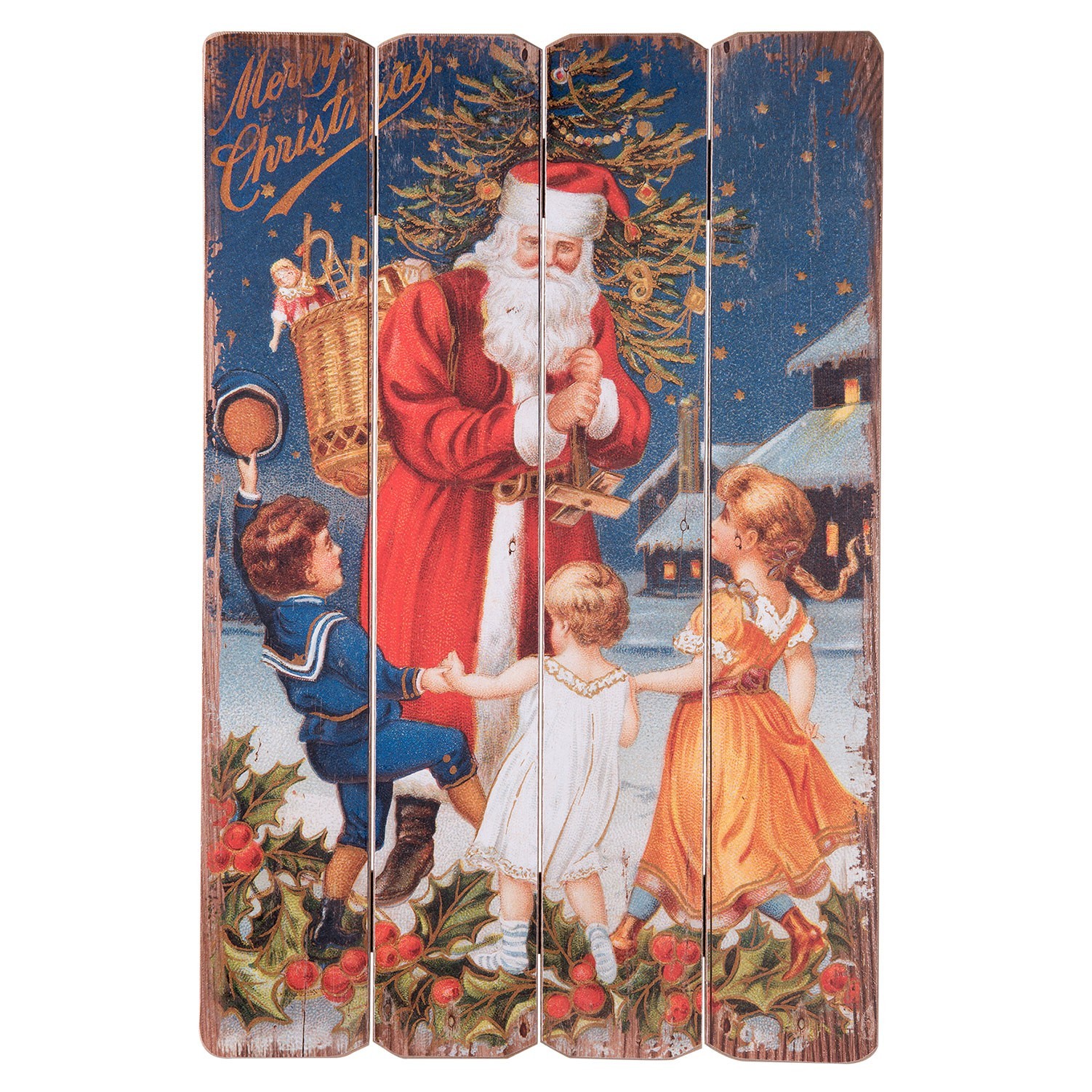 Nástěnná dřevěná cedule Merry Christmas – 40*2*60 cm