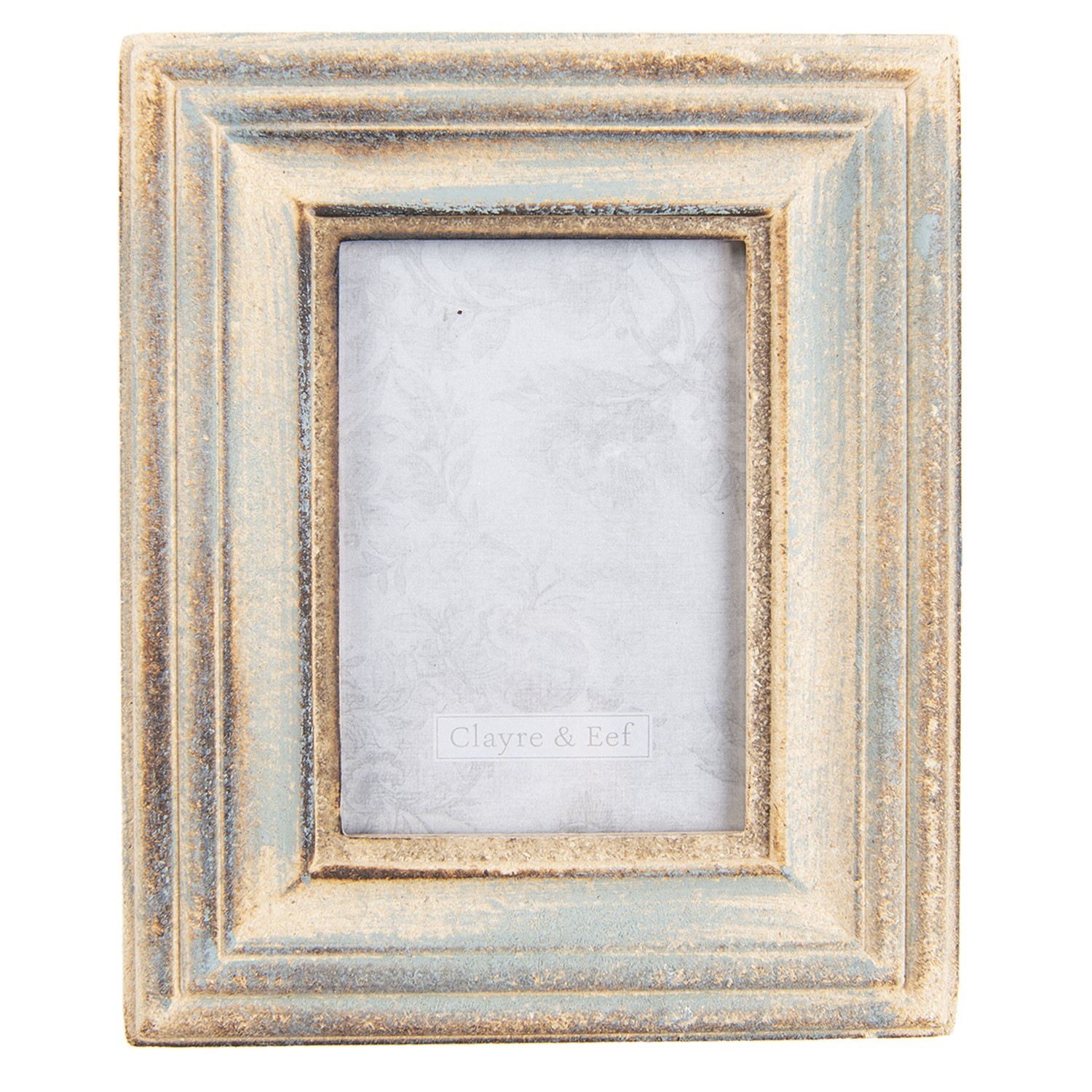 Dřevěný fotorámeček s modrou patinou - 15*2*19 cm / 9*13 cm Clayre & Eef