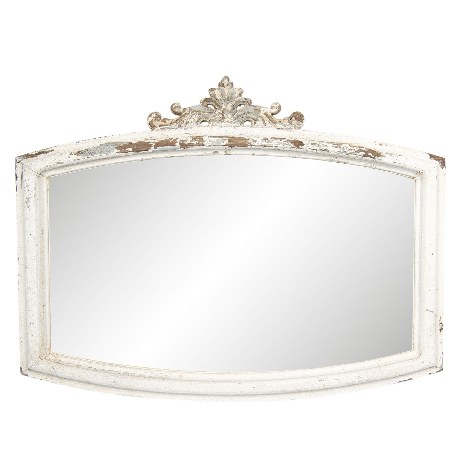 Nástěnné zrcadlo v dřevěném rámu s patinou a ornamenty- 72*4*55 cm 52S142