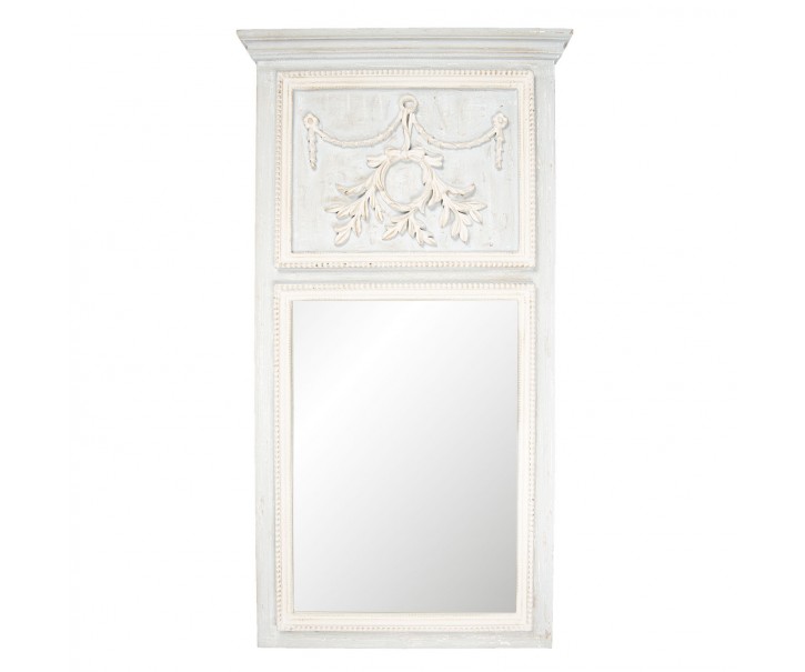 Nástěnné zrcadlo v ozdobném rámu s římsou - 65*120*5 cm