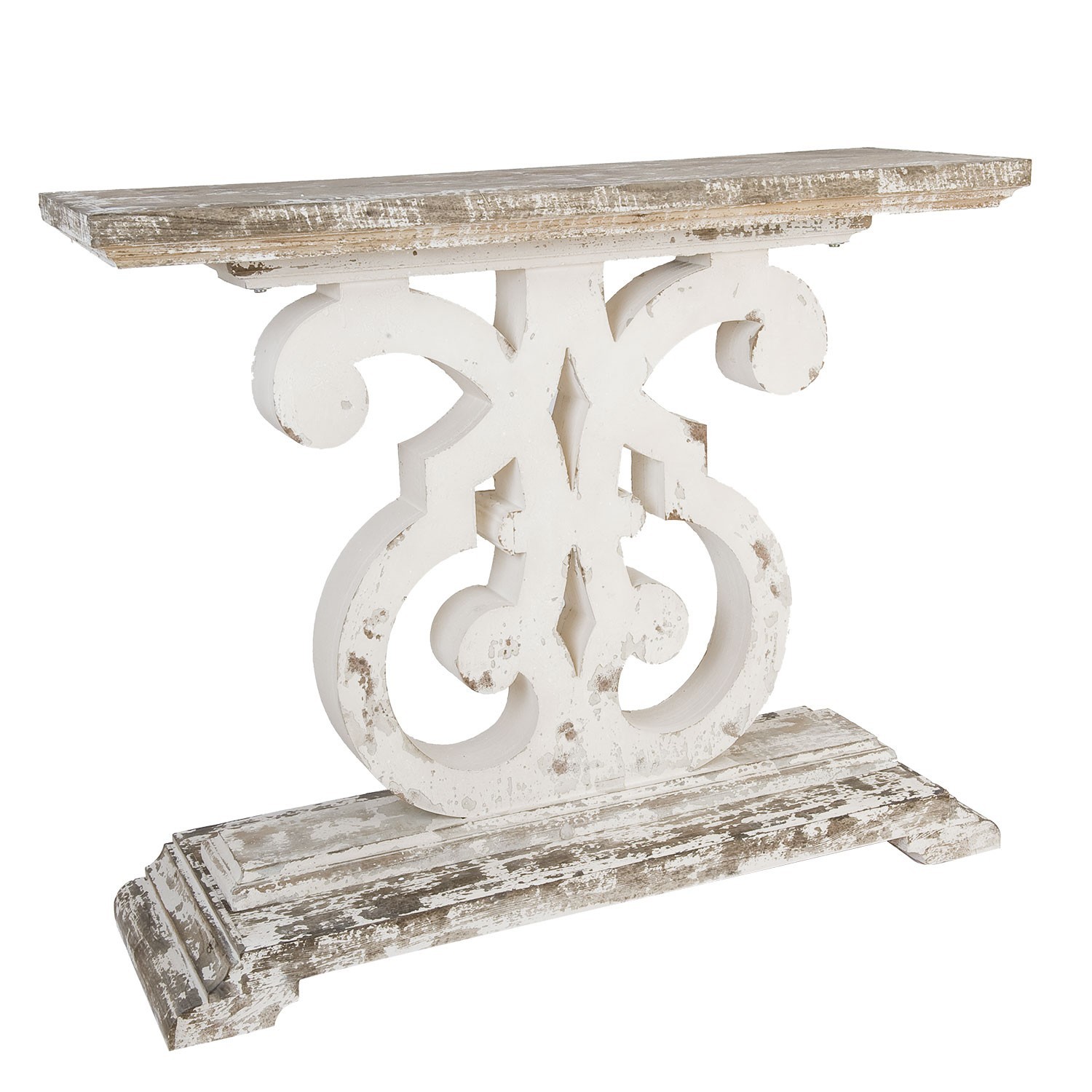 Dřevěný konzolový stůl Vion s výraznou patinou - 110*36*91 cm Clayre & Eef