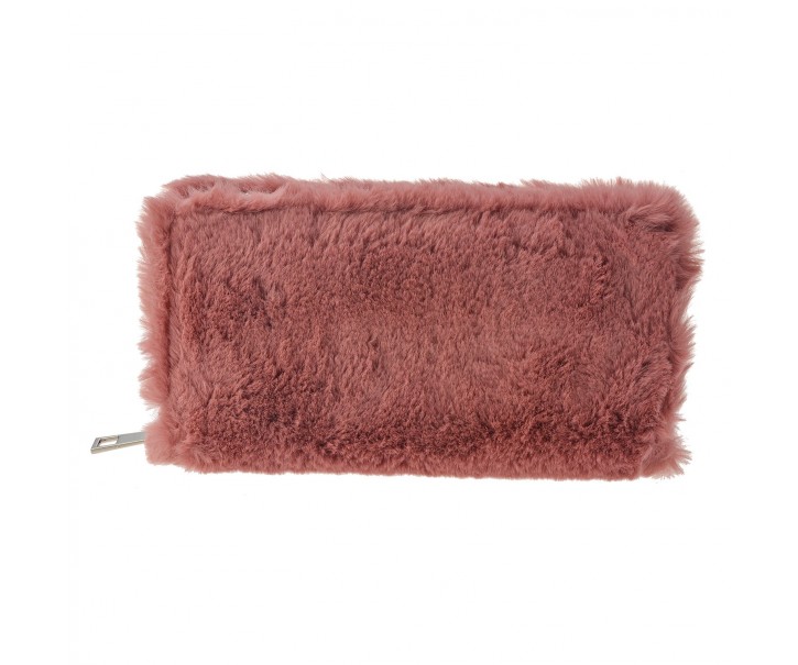 Růžová chlupatá peněženka - 19*10 cm